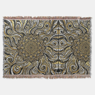 Mandalas Abstractos en Oro Monocromo Mantas Teñida