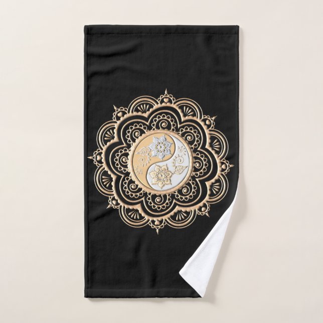 Mandalas de oro y plata (Toalla de mano)