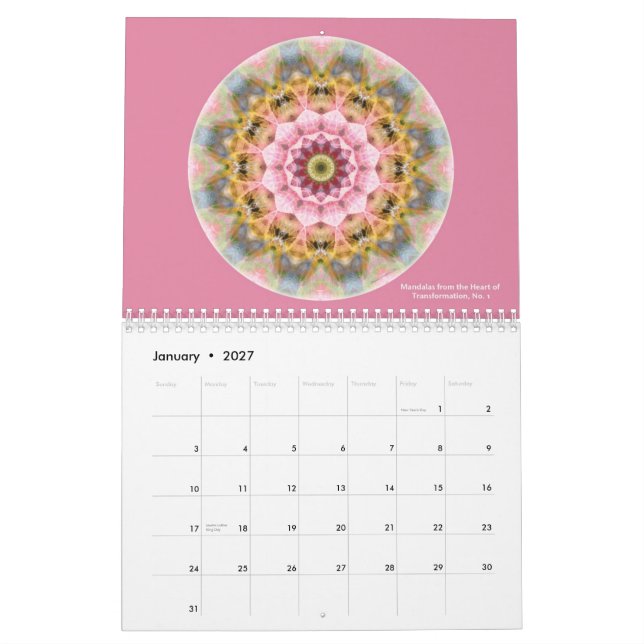 Mandalas del corazón del calendario de la (Jan 2027)