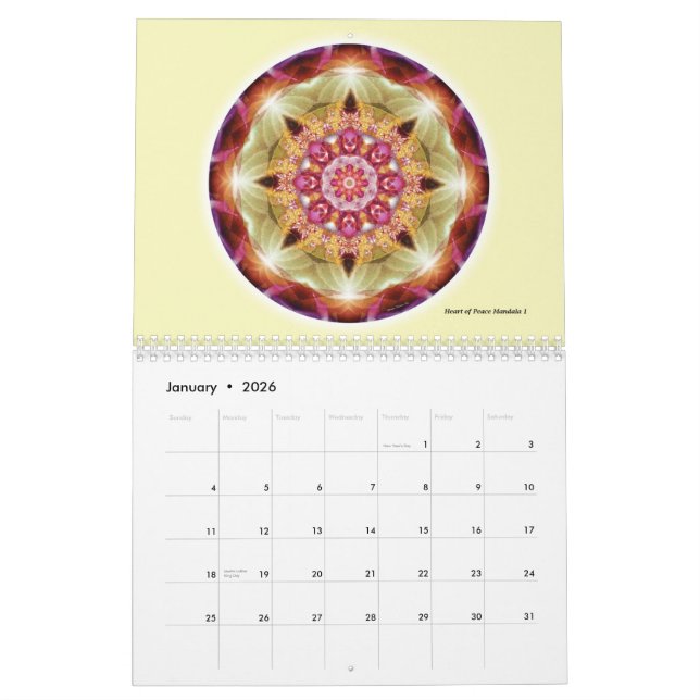 Mandalas del corazón del calendario de la paz 2015 (Jan 2026)