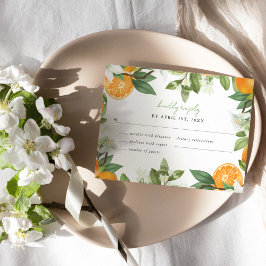 Mandarin Orange Watercolor Wedding RSVP