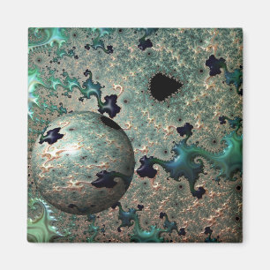 Mandelbrot de Esmeralda y Oro con imán de Esfera
