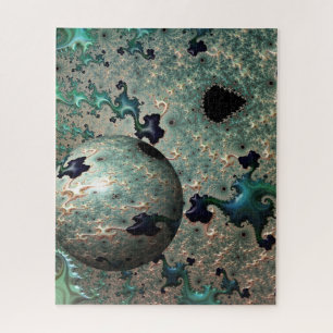 Mandelbrot de Esmeralda y Oro con rompecabezas de