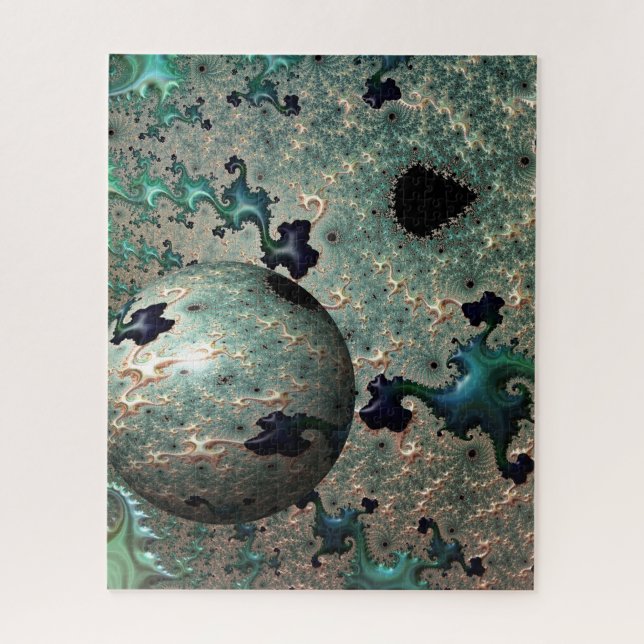 Mandelbrot de Esmeralda y Oro con rompecabezas de  (Vertical)