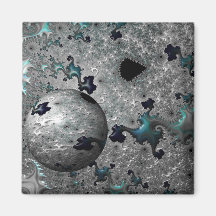 Mandelbrot turquesa y plateado con imán esférico