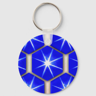 Mando del llavero con hexágonos azules y estrella