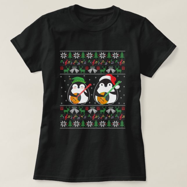 Mandolin Navidades feos suéter Elf Santa Penguin (Diseño del anverso)