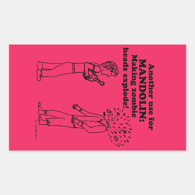 Mandolin Zombie Explode Pegatina Rectangular (Anverso)