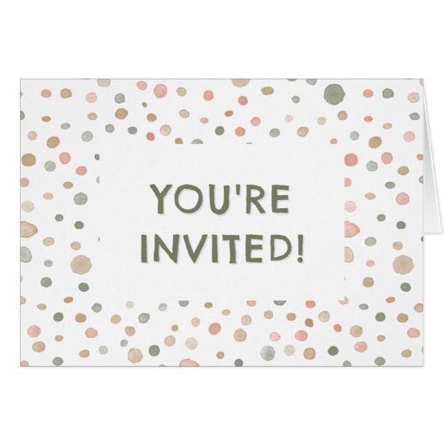 Mandy Confetti Watercolor Dots Birthday Invite (Anverso (Horizontal))