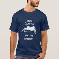 Manejo una camiseta de los hombres samoyed