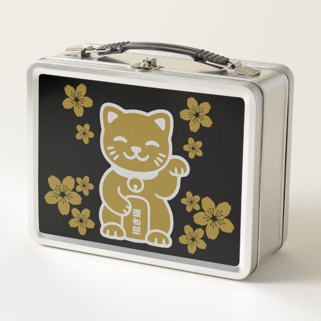 Maneki-neko japonés de oro (Anverso)