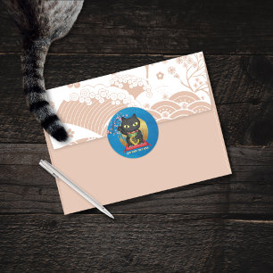 Maneki Neko Lucky Poilue Classic Round Pegatina