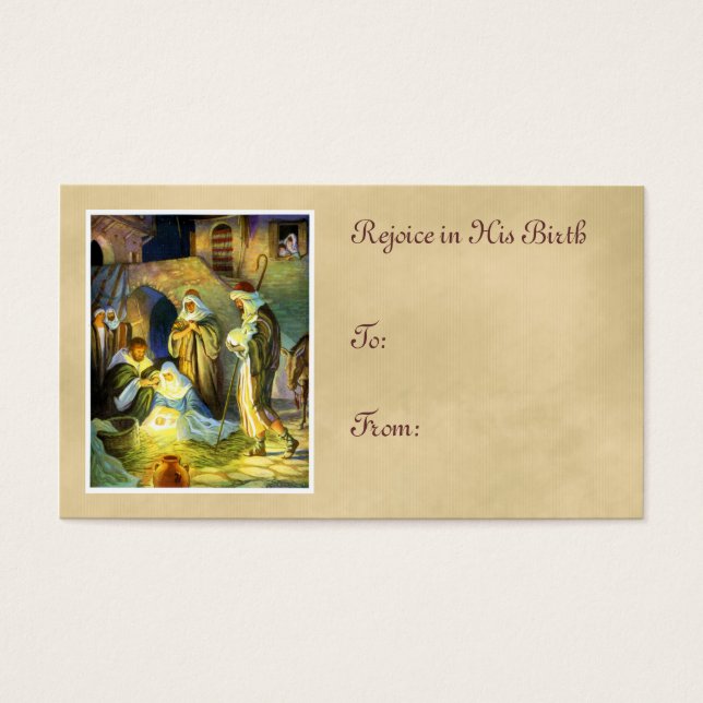 Manger Jesus Gift Tag Navidades (Frente)