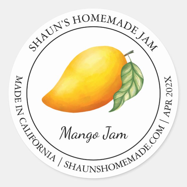 Mango Jam Etiqueta moderna (Anverso)