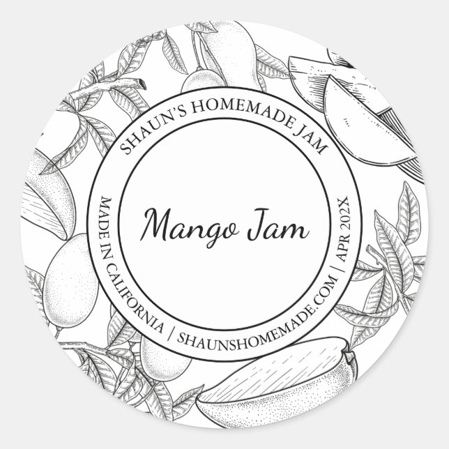 Mango Jam Sketch Etiqueta moderna (Anverso)