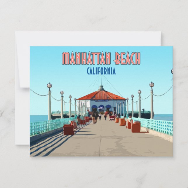 Manhattan Beach Pier Los Angeles California Card (Anverso)