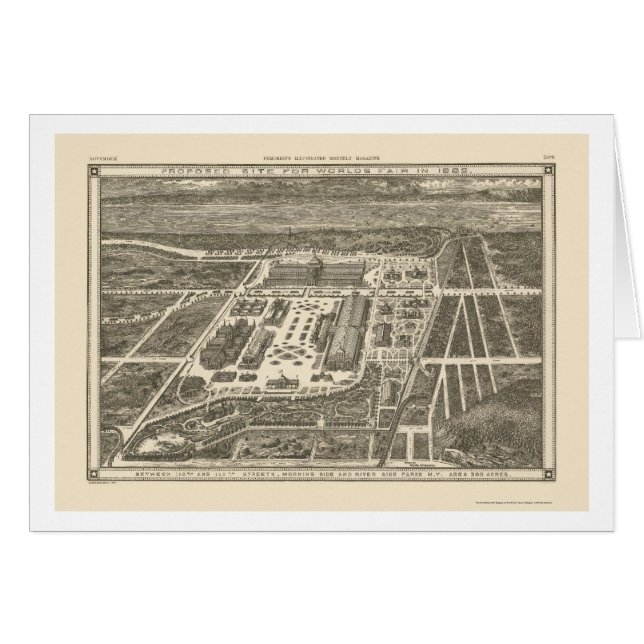 Manhattan, mapa panorámico de NY - 1883 (Anverso (Horizontal))