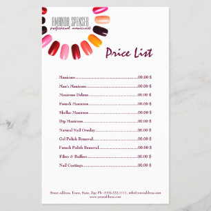 Manicura Lista de Precios de Salon Nail Simple Fly