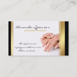 Manicura Tarjeta de visita blanca de borde negro y