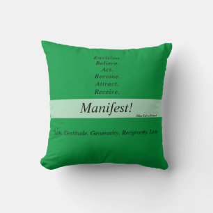 ¡Manifiesto! Cojín decorativo doble de 16x16 -verd