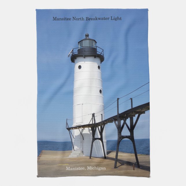 Manistee North Pierhead Toalla de cocina alta lige (Vertical)
