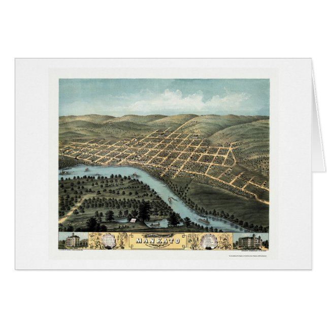 Mankato, mapa panorámico del manganeso - 1870 (Anverso (Horizontal))