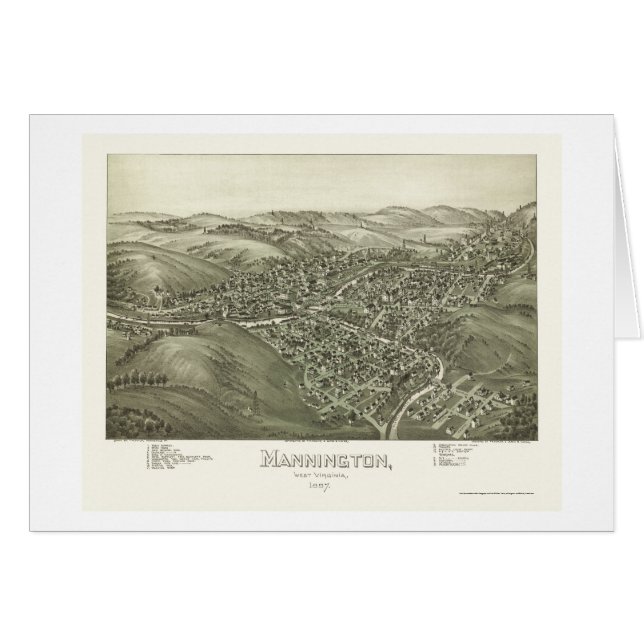 Mannington, mapa panorámico de WV - 1897 (Anverso (Horizontal))