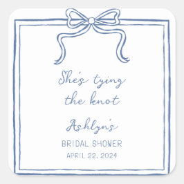 Mano azul desatada está atando al Pegatina del nud