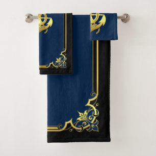 Mano azul/oro de la rueda/ancla del buque náutico