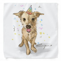 Mano - Bandana de perro de cumpleaños dibujada