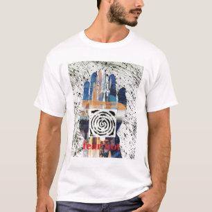 Mano blanca de Buda de la camiseta