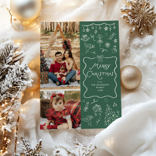 Mano caprichosa dibujó verde Feliz Navidad 2 foto