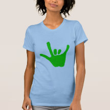 Mano de amor, lenguaje de señas en verde, camiseta