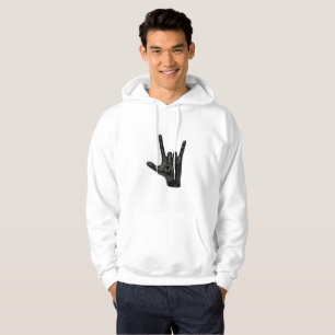 mano de cuernos diablo menes sudadera capucha