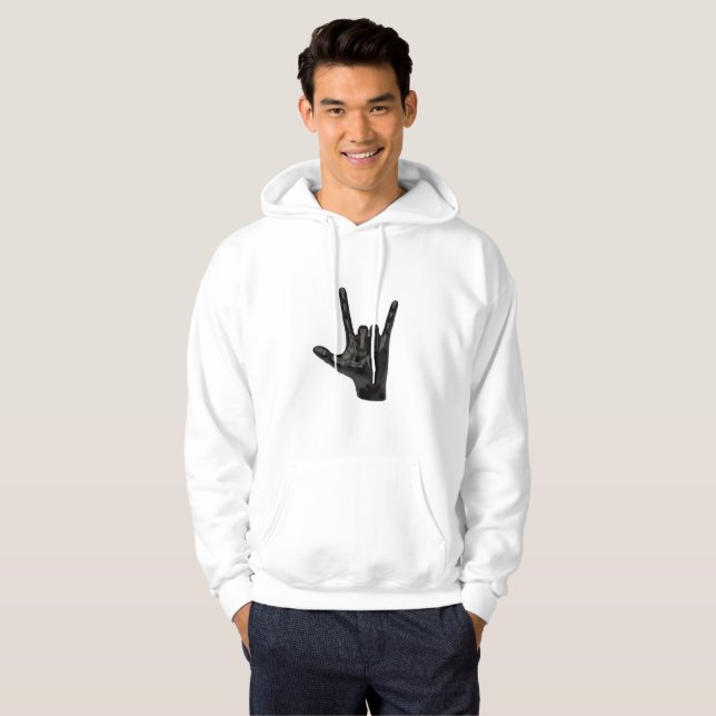 mano de cuernos diablo menes sudadera capucha (Anverso completo)
