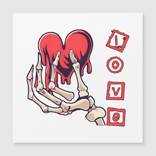 Mano de esqueleto simbólico del amor ofreciendo co (Anverso)