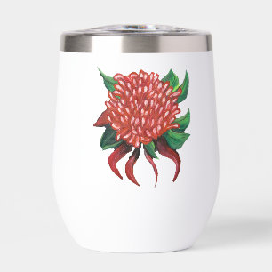 Mano de flores dibujó botellas de agua de Waratah