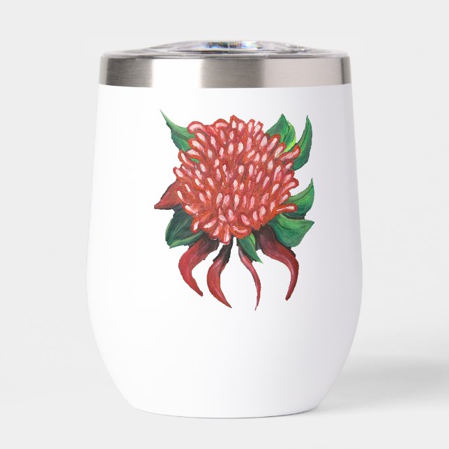 Mano de flores dibujó botellas de agua de Waratah (Frente)