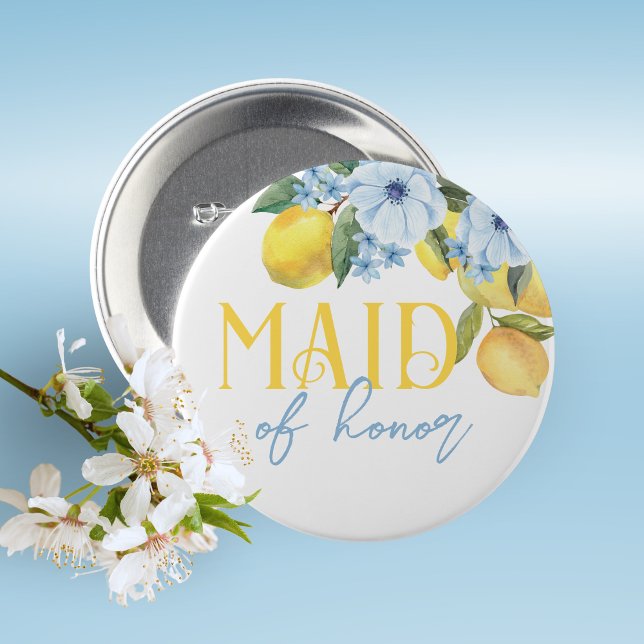 Mano de honor Lemon Bridal Shower Pin botón (Lemon Bridal Shower Pin on Buttons for Your Special Guests of Honor Such as Grandma's, Mom's & More)