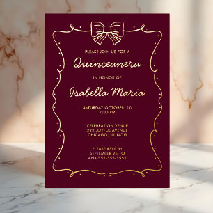 Mano de invitación a Quinceañera de Relieve metali