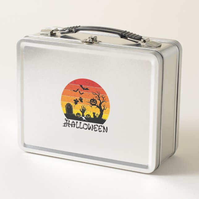 Mano de Zombie de Halloween Lápida Árbol Gato Negr (Anverso)