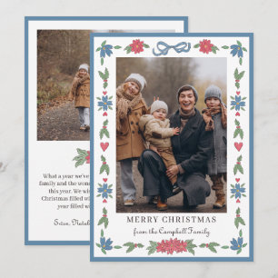 Mano Dibujada Azul Nórdica Foto Feliz Navidad
