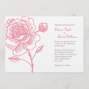 Mano dibujada subió casando rosa de la invitación