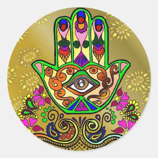 Mano dorada de Fátima, Pegatina (Anverso)