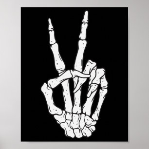 Mano Esquelética Señal de Paz Amor Disfraz de Hall