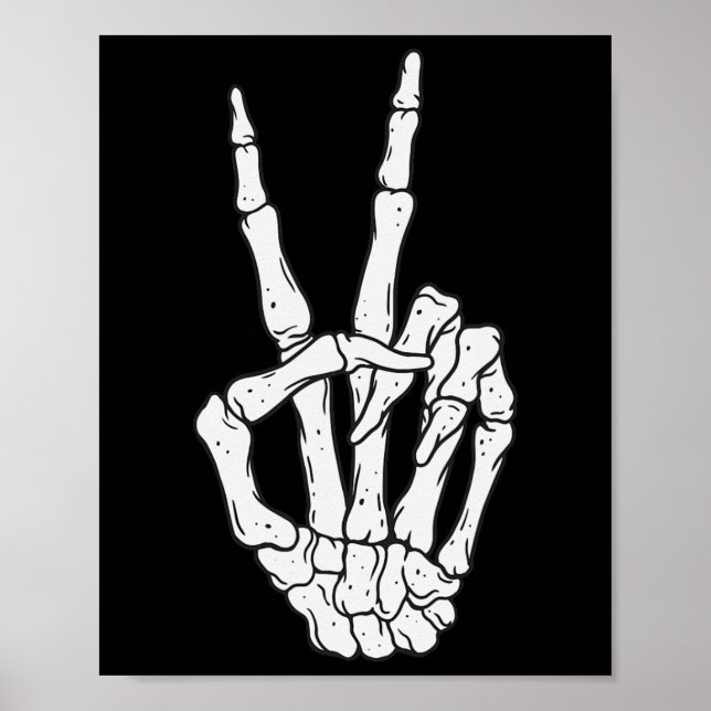 Mano Esquelética Señal de Paz Amor Disfraz de Hall (Frente)