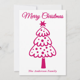 Mano magenta caprichosa dibuja árbol de Navidad