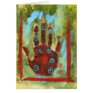 Mano meridiana abstracta roja
