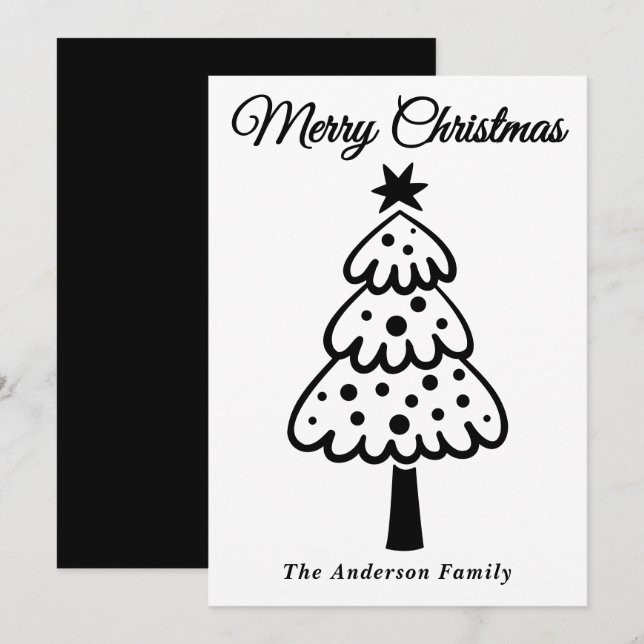 Mano negra caprichosa dibuja árbol de Navidad (Anverso / Reverso)