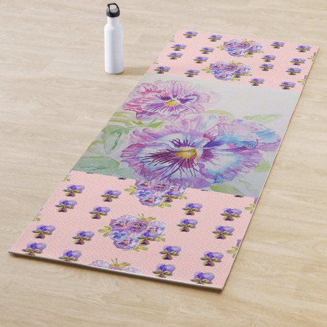 Mano Pintada Pintada Pansy Pintada Floral Yoga Mat